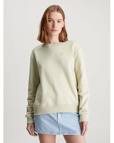 Calvin Klein Badge-Sweatshirt aus Baumwoll-Frottee - Natur