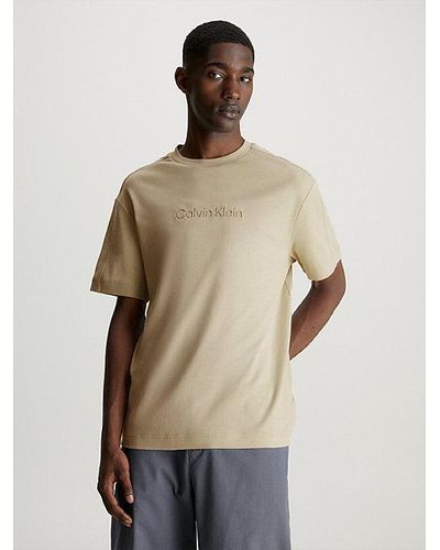 Calvin Klein T-shirt Met Verlaagd Logo - Naturel