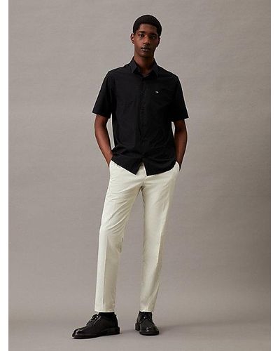 Calvin Klein Poplin Overhemd Met Korte Mouw - Zwart