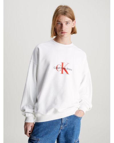 Calvin Klein Sweat-shirt oversize avec monogramme - Blanc