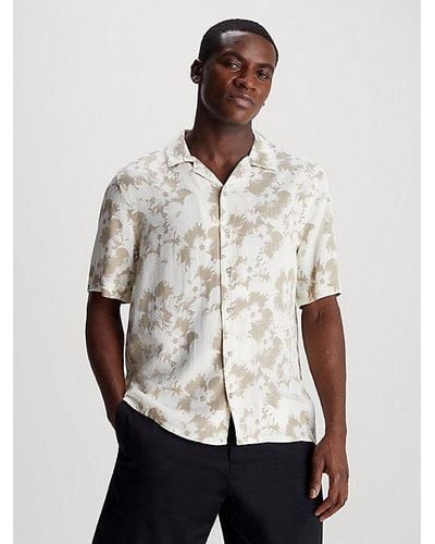 Calvin Klein Hemd mit floralem Print - Weiß