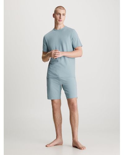 Calvin Klein Ensemble pyjama court - Cotton Stretch - Bleu