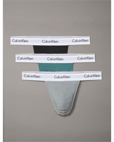 Calvin Klein Modern Cotton Stretch 3-pack Thong - Gray