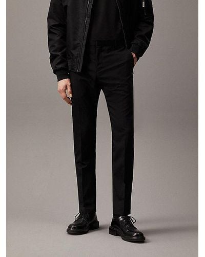 Calvin Klein Slim Wollen Stretch Pantalon - Zwart