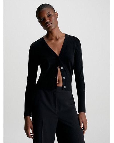 Calvin Klein Jersey tipo cárdigan slim de lana - Negro