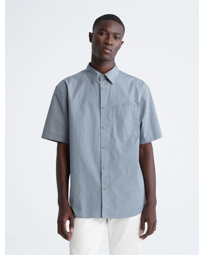 Calvin Klein Solid Pocket Short Sleeve Easy Shirt - Blue
