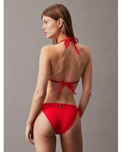 Calvin Klein Bas de bikini à nouer - CK Monogram Rib - Rouge