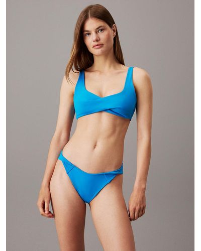 Calvin Klein Bralette Bikini Top - Ck Structured Twist - Blue