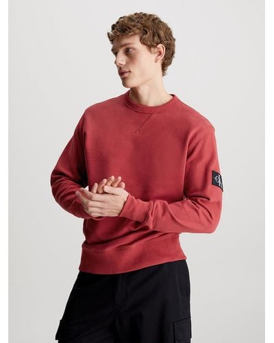 Calvin Klein Monogram Terry Badge Sweatshirt - Red