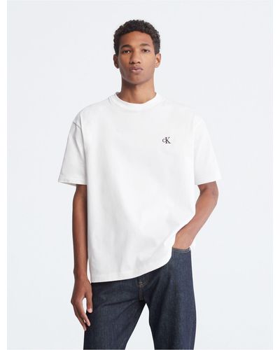 Calvin Klein Relaxed Fit Archive Logo Crewneck T-shirt - White