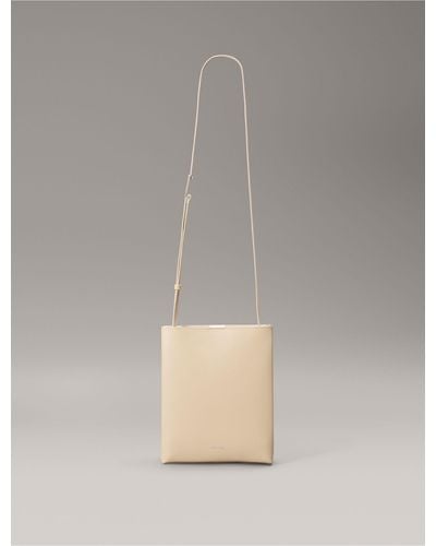 Calvin Klein Line Leather Crossbody Bag - White