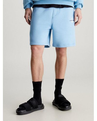 Calvin Klein Fleece Korte joggingbroek Met Monogram - Blauw