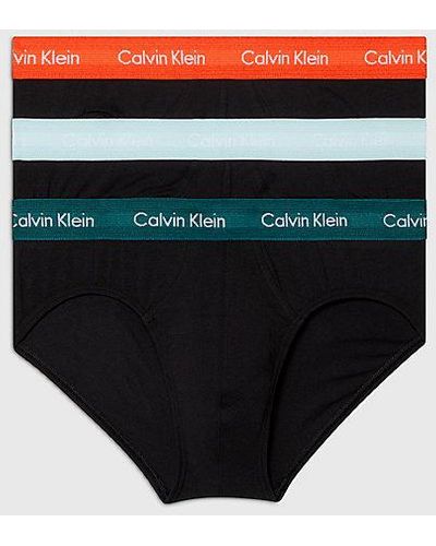 Calvin Klein 3er Pack Hip Briefs Unterhosen Baumwolle mit Stretch - Schwarz