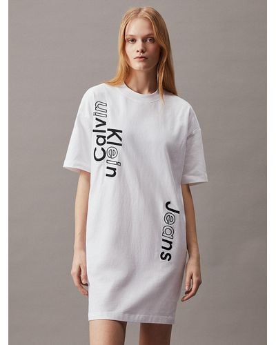 Calvin Klein T-shirt boyfriend avec logo - Blanc