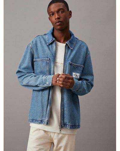 Calvin Klein Zip Up Denim Shirt Jacket - Blue