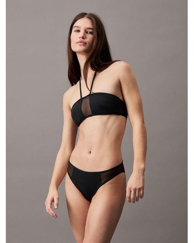 Calvin Klein Bas de bikini avec pans transparents - Noir
