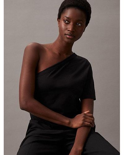 Calvin Klein Top asimétrico - Negro