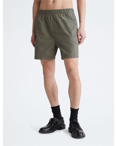 Calvin Klein Khakis Poplin Cotton Pull-on Shorts - Green