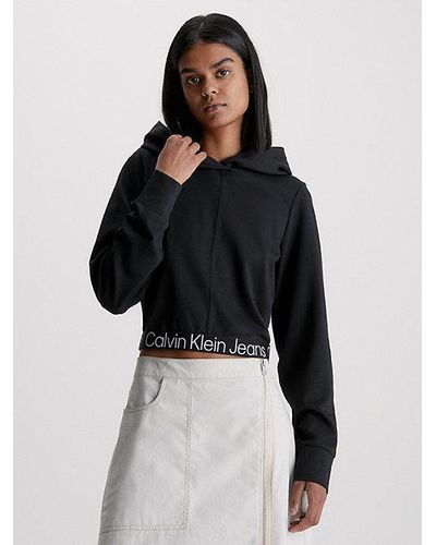 Calvin Klein Hoodie Met Logo Tape Van Milano Jersey - Zwart