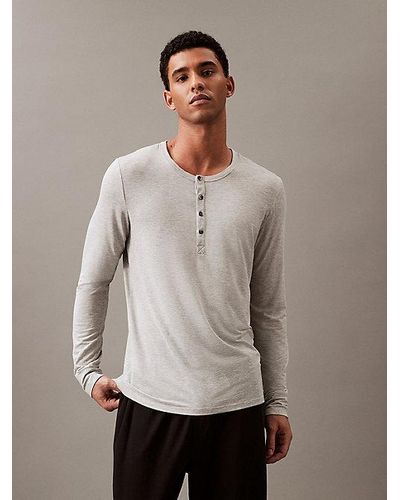 Calvin Klein Pyjama-Top mit langen Ärmeln - Ultra Soft Modern - Weiß