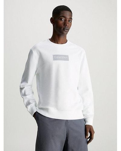 Calvin Klein Sudadera de felpa de algodón con logo - Blanco