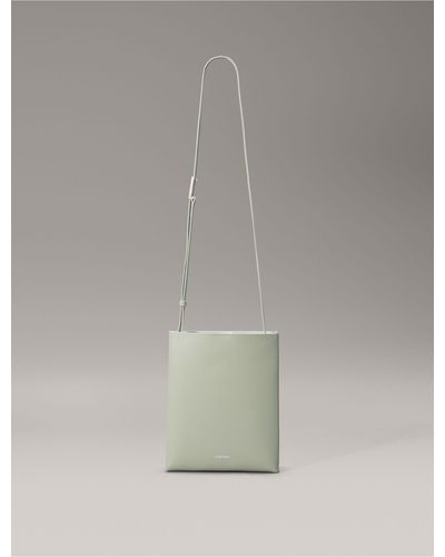 Calvin Klein Line Leather Crossbody Bag - Gray
