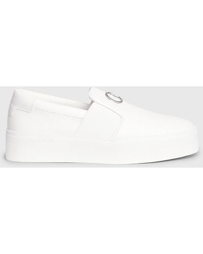 Calvin Klein Chaussures à enfiler à plateforme en cuir - Blanc