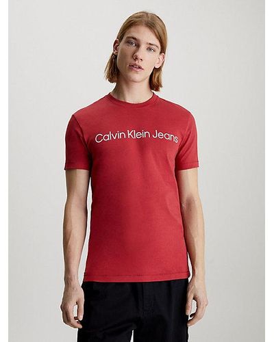 Calvin Klein Slim T-shirt Met Logo - Rood