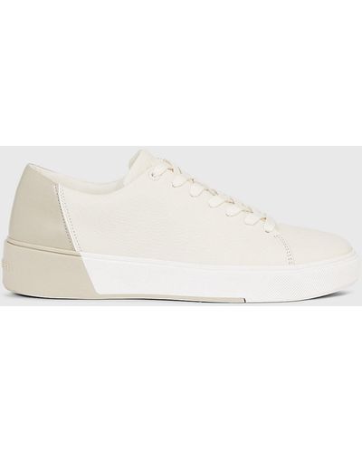 Calvin Klein Leather Trainers - Natural