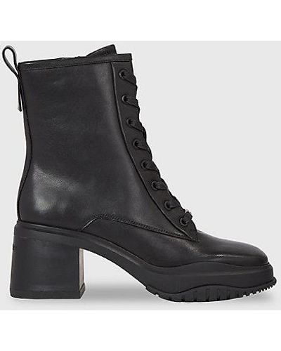 Calvin Klein Leren Plateau Chelsea Boots - Zwart