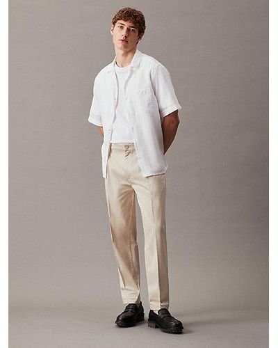 Calvin Klein Cropped Tapered Pantalon - Naturel