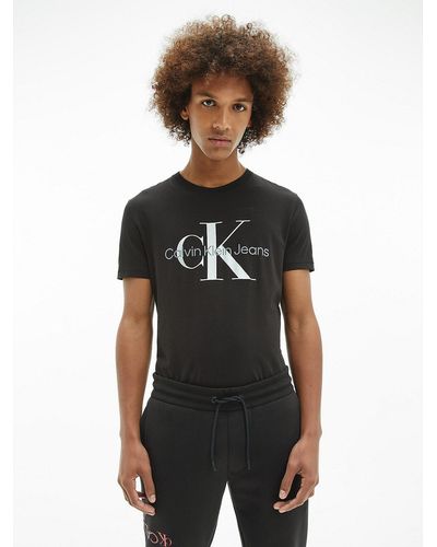 Calvin Klein T-shirt slim en coton bio avec logo - Noir