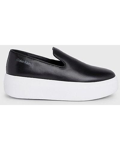 Calvin Klein Plateau-Slippers aus Leder - Weiß