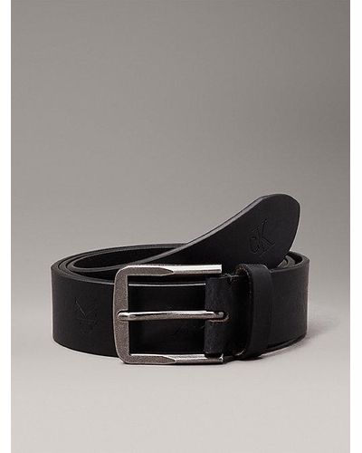 Calvin Klein Cinturón de piel con logo - Negro