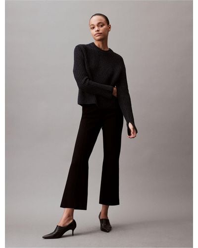 Calvin Klein Tech Knit Crop Flared Pants - Black