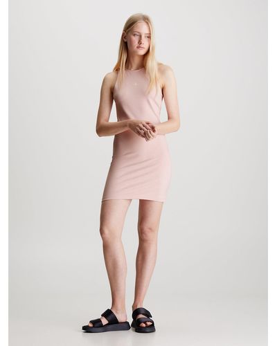 Calvin Klein Milano Jersey Cut Out Dress - Natural