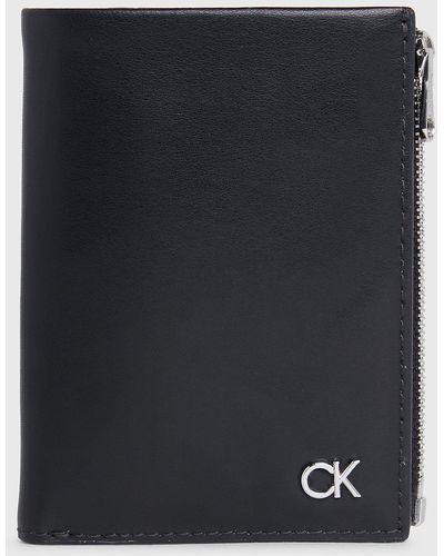 Calvin Klein Leather Rfid Trifold Wallet - Black