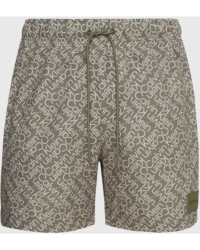 Calvin Klein Medium Drawstring Swim Shorts - Ck Prints - Grey