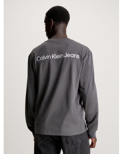 Calvin Klein T-shirt à manches longues avec logo dans le dos - Gris