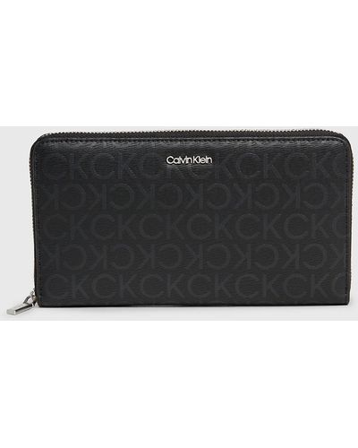 Calvin Klein Portefeuille zippé RFID avec logo - Noir