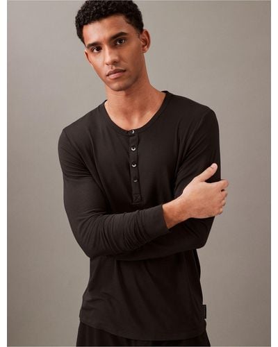 Calvin Klein Ultra Soft Modern Lounge Henley T-shirt - Black