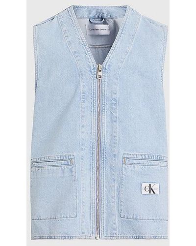 Calvin Klein Denim-Weste mit Reißverschluss - Blau