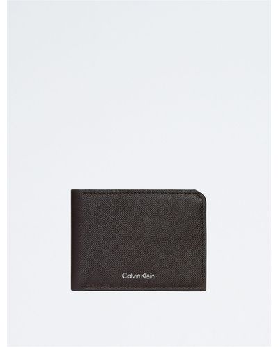 Calvin Klein Saffiano Leather Slim Bifold Wallet - White
