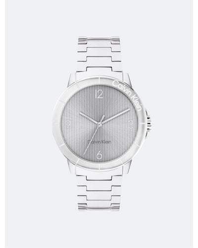 Calvin Klein Linear Dial Link Bracelet Watch - White