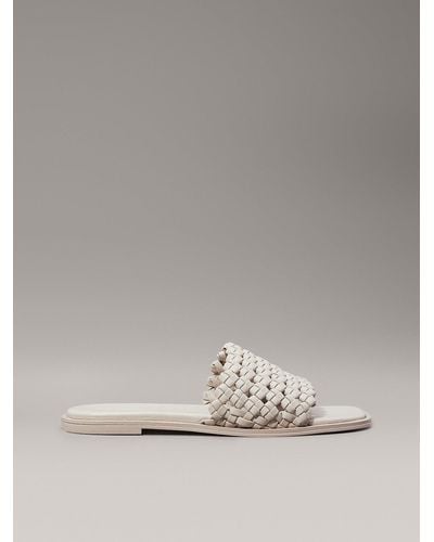 Calvin Klein Leather Sandals - Grey