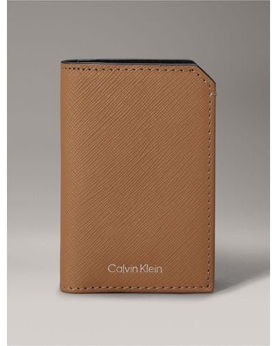 Calvin Klein Refined Saffiano Compact Bifold Wallet - Natural