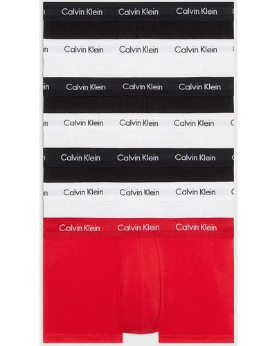 Calvin Klein Lot de 7 boxers taille basse - Cotton Stretch - Rouge