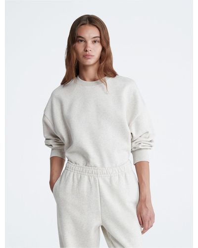 Calvin Klein Archive Logo Fleece Cropped Sweatshirt - White