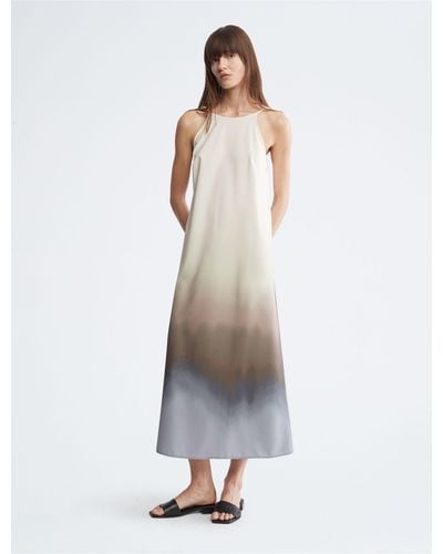 Calvin Klein Gradient Maxi Slip Dress - White