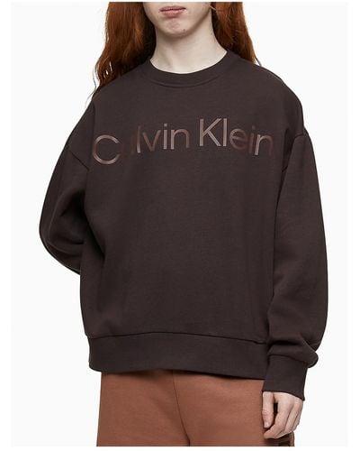 Calvin Klein Naturals Relaxed Fit Wide Logo Sweatshirt - Brown